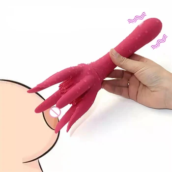 Hobotnica Nastavek Massager opozarjanje z Vibrator za Klitoris Prsi Stimulacije Dvojno Koncu G spot Spodbujanje Seks Dražila Igrača za Ženske
