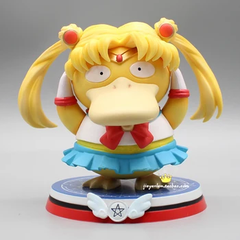 Mornar Psyduck Anime Pokemon Psyduck Cos Sailor Moon Risanka Kawaii Dejanje Slika Psyduck 13 cm Pvc Model Igrače 0