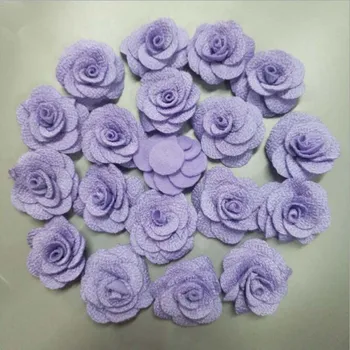 Novo 200Pieces/Vrečko Violet Rose Ročno 3,5 cm Tkanine Rose Bombažno Krpo Cvetje Strani DIY Poročni Šopek Cvetlični Dodatki za Lase 0