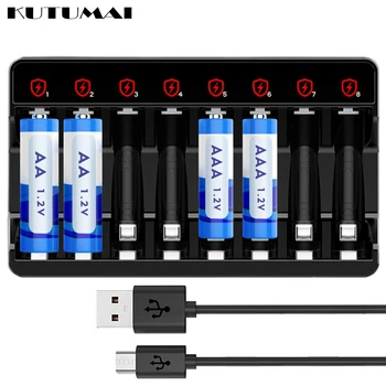Universal 8 Reži USB Smart Polnilec za Baterije LED Zaslon za 1,5 V AA/AAA NiMH Polnilne Inteligentni Litijeva Baterija Polnilnik